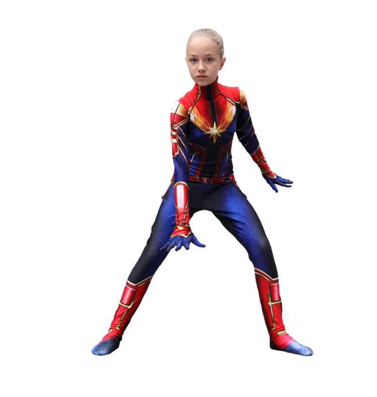 Adult Womens Captain Marvel Cosplay Costume Women Bodysuit Jumpsuit